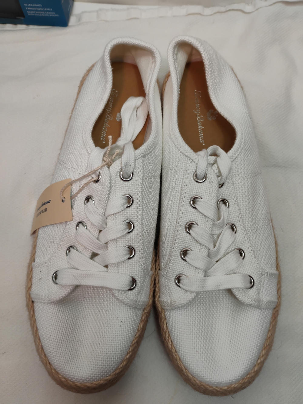 Tommy Bahama White Canvas Espadrille-Style Lace-Up Sneakers